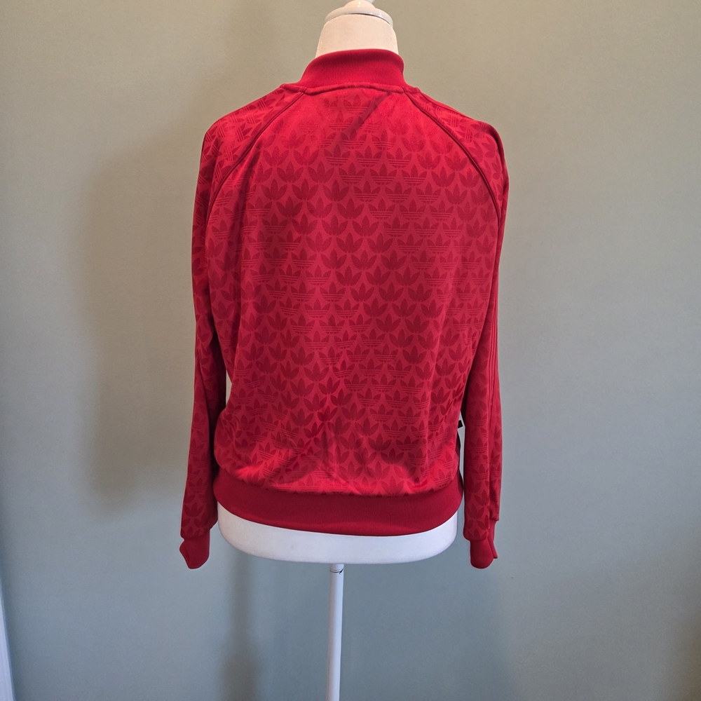 Adidas Red Track Jacket Geometric Pattern Size La… - image 7